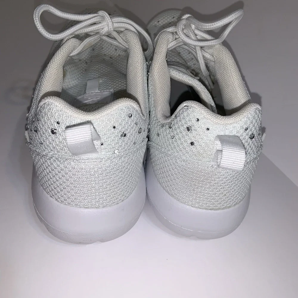 Women's Size 10 White Rhinestone Mesh Sneakers Bling Lace Up Sparkle Casual Glam